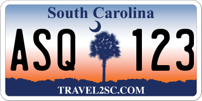 SC license plate ASQ123