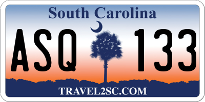 SC license plate ASQ133
