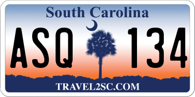 SC license plate ASQ134