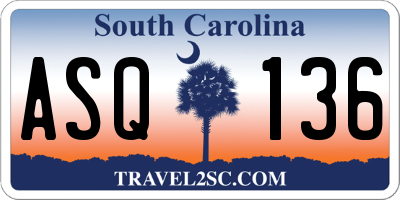 SC license plate ASQ136