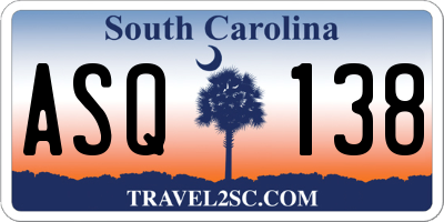 SC license plate ASQ138