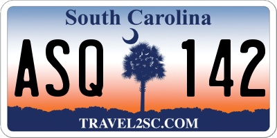 SC license plate ASQ142