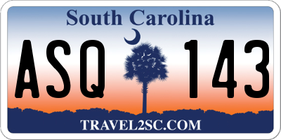 SC license plate ASQ143