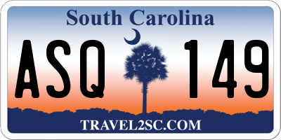 SC license plate ASQ149