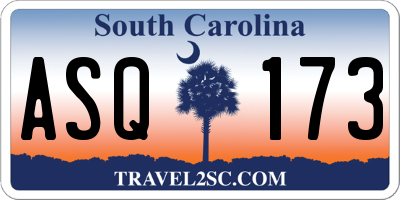SC license plate ASQ173