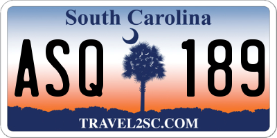 SC license plate ASQ189