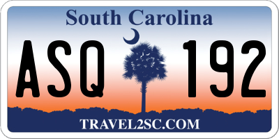 SC license plate ASQ192