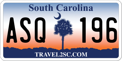 SC license plate ASQ196