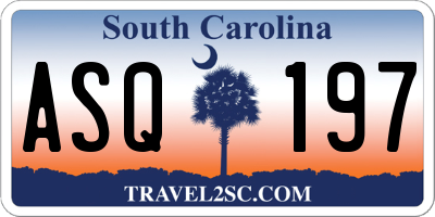 SC license plate ASQ197