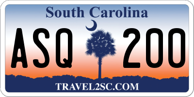 SC license plate ASQ200