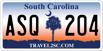 SC license plate ASQ204