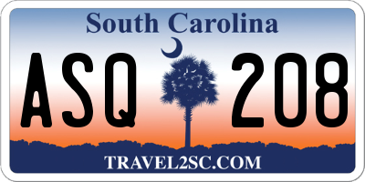SC license plate ASQ208