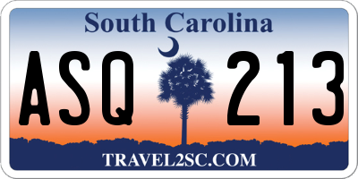 SC license plate ASQ213