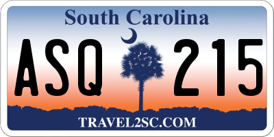 SC license plate ASQ215