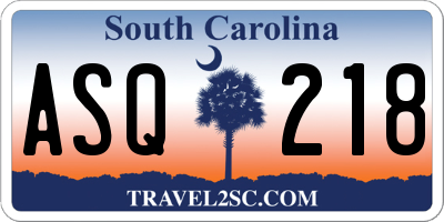 SC license plate ASQ218
