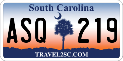 SC license plate ASQ219