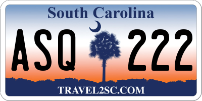 SC license plate ASQ222