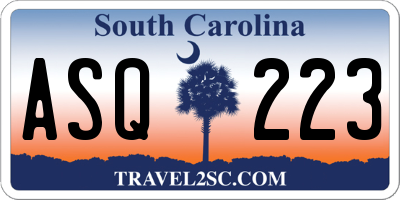 SC license plate ASQ223