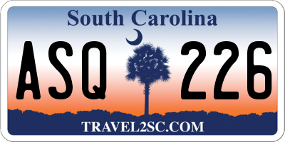 SC license plate ASQ226