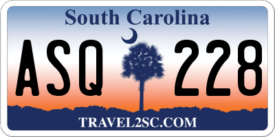 SC license plate ASQ228