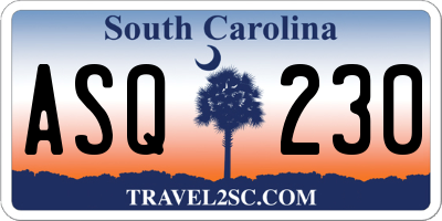 SC license plate ASQ230