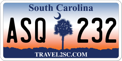 SC license plate ASQ232