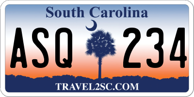 SC license plate ASQ234