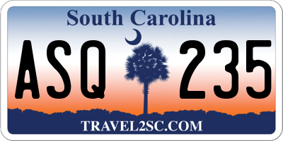 SC license plate ASQ235