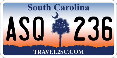 SC license plate ASQ236