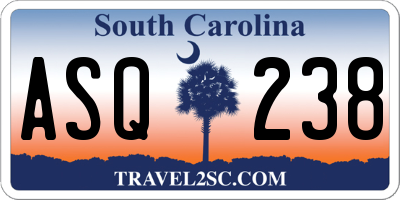 SC license plate ASQ238