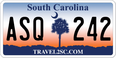 SC license plate ASQ242