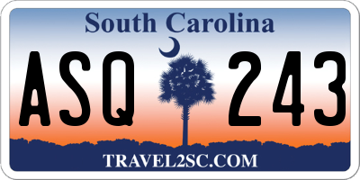 SC license plate ASQ243