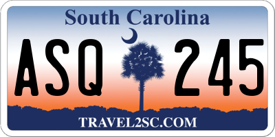 SC license plate ASQ245