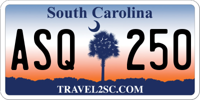 SC license plate ASQ250