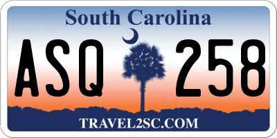 SC license plate ASQ258