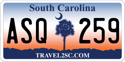 SC license plate ASQ259