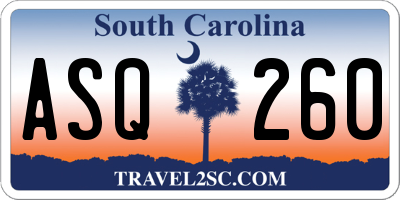 SC license plate ASQ260