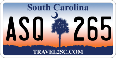 SC license plate ASQ265