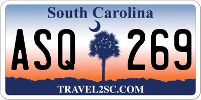 SC license plate ASQ269
