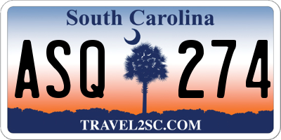 SC license plate ASQ274