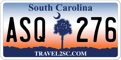 SC license plate ASQ276