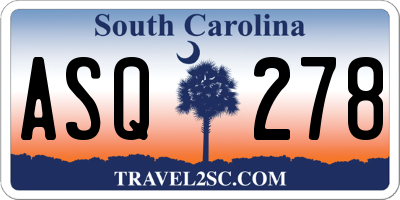 SC license plate ASQ278