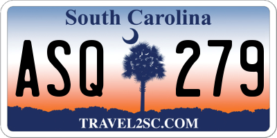 SC license plate ASQ279