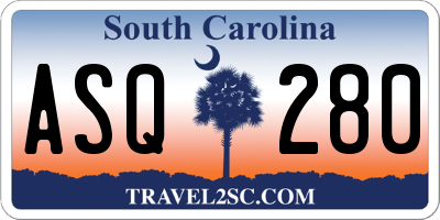 SC license plate ASQ280
