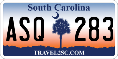 SC license plate ASQ283