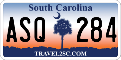 SC license plate ASQ284