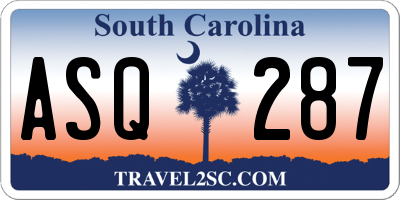 SC license plate ASQ287