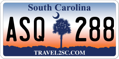 SC license plate ASQ288