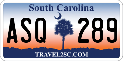 SC license plate ASQ289