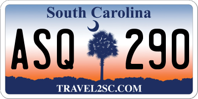 SC license plate ASQ290